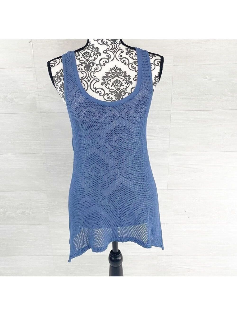 in Cashmere Mesh Netted Asymmetrical Tank Top